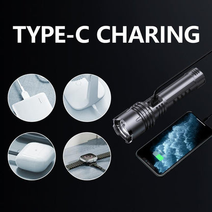 1376 LED Flashlight – High Lumen Rechargeable Torch with Fire-Gathering Lens