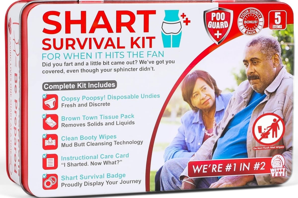Funny Shart Survival Kit by Witty Yeti. Ultimate Poop Prank Gag Gift Set