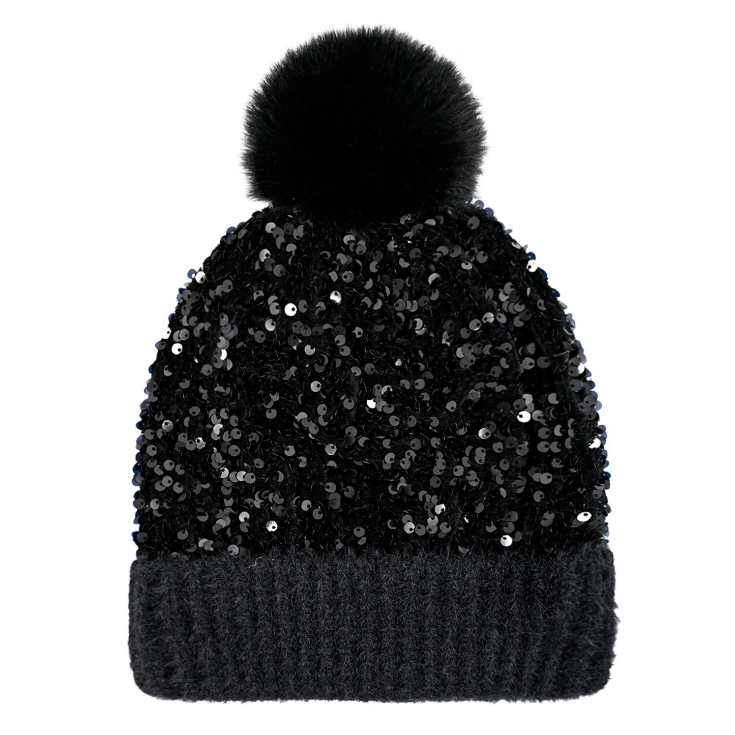 🔥Last Day 50% OFF - Sequin Fur Pom Beanie