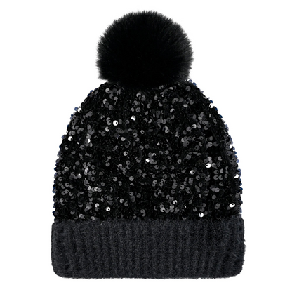 🔥Last Day 50% OFF - Sequin Fur Pom Beanie