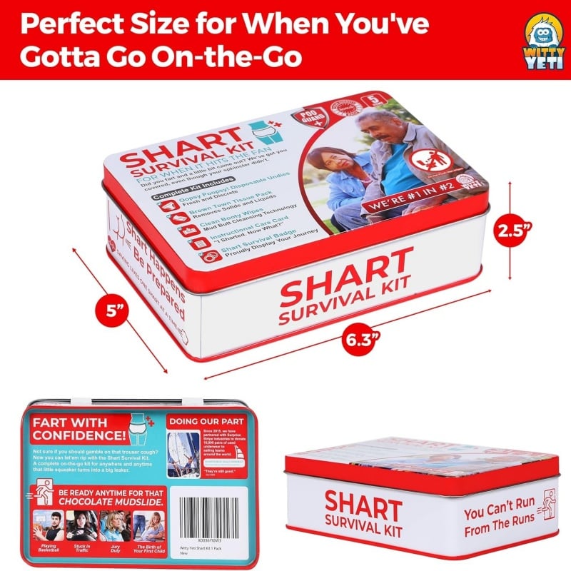 Funny Shart Survival Kit by Witty Yeti. Ultimate Poop Prank Gag Gift Set