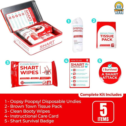 Funny Shart Survival Kit by Witty Yeti. Ultimate Poop Prank Gag Gift Set
