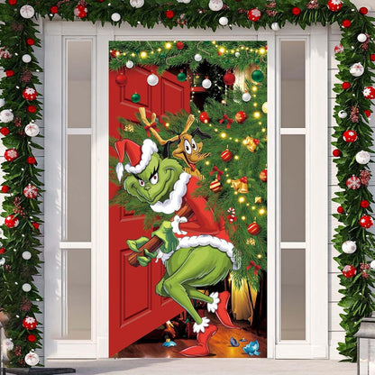 🎄Golden Christmas Bells & Wreath Door Cover - 35.4" x 70.8"