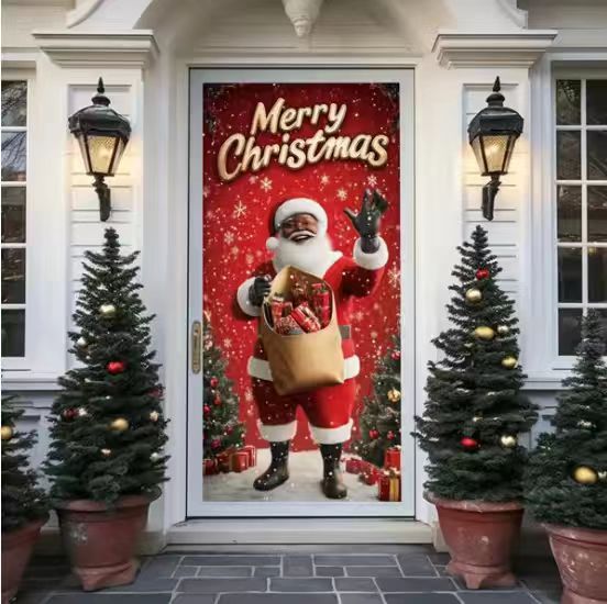 🎄Golden Christmas Bells & Wreath Door Cover - 35.4" x 70.8"