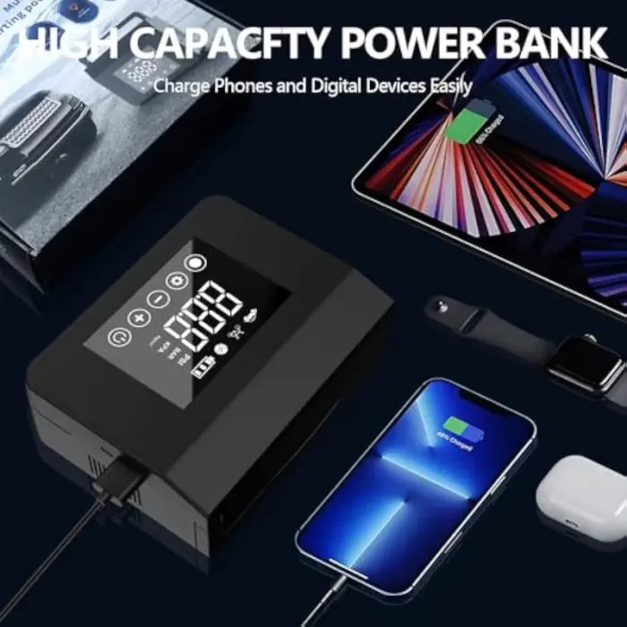 Portable Car Jump Starter with Air Compressor,4000A Car Battery Jump Starter (ALL Gas/7.0L Diesel) with 150PSI Tire Inflator, 12V Car Battery Jump Power,15000mAh Power Bank With LED Light